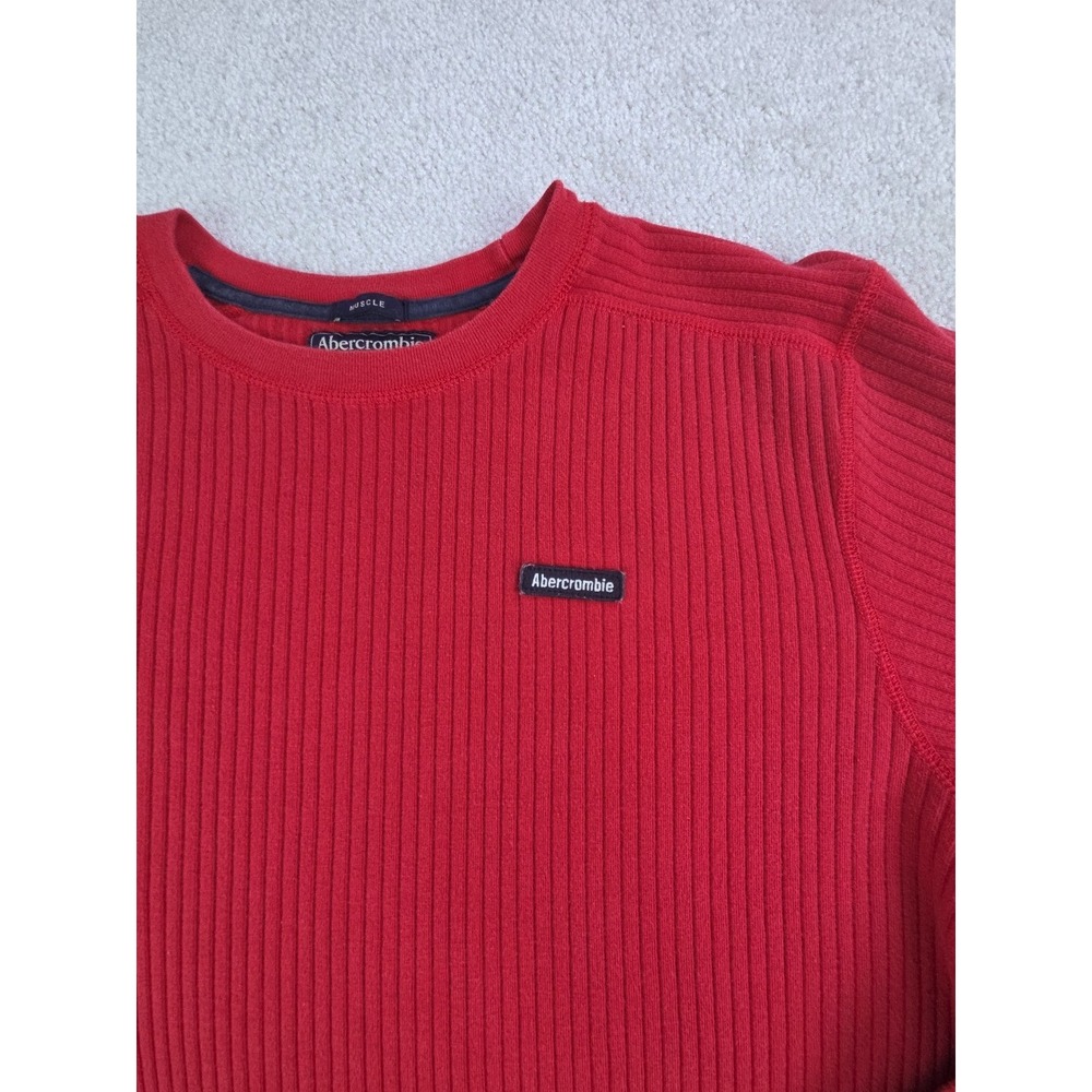 Abercrombie Fitch‎ Muscle Long Sleeve Sweater Shirt Mens Size L Ribbed Red